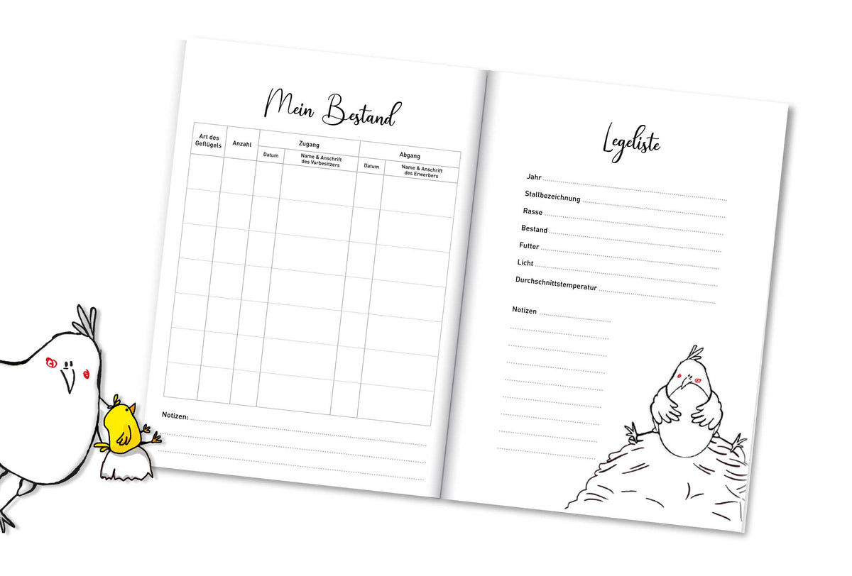 Mein Stallbuch "Mein Bestand, Legeliste"
