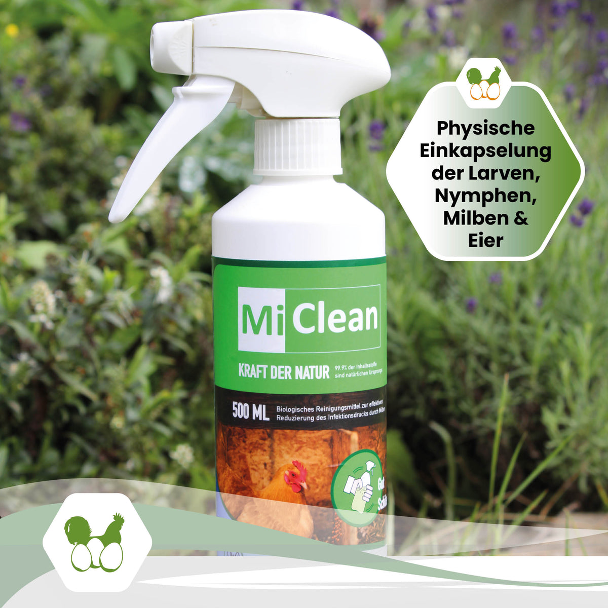 MiClean "Physische Einkapselung der Larven, Nymphen, Milben &amp; Eier"