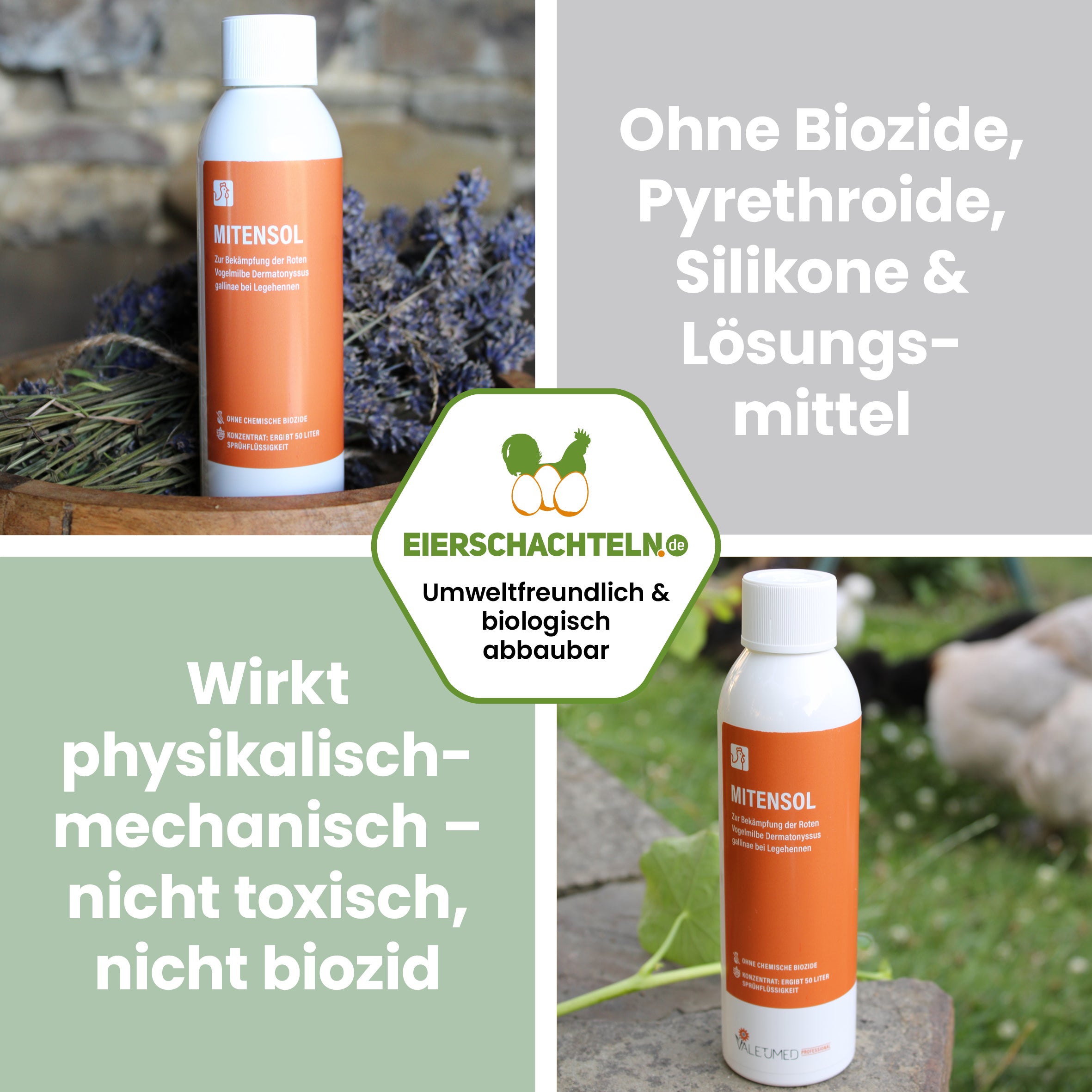 Valetumed Mitensol Konzentrat "Ohne Biozide, Pyrethroide, Silikone &amp; Lösungsmittel wirkt physikalisch-mechanisch nicht toxisch, nicht biozid"