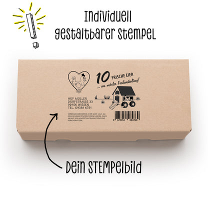 Stempel für Eierschachteln 10er EckPack "individuell gestaltbarer Stempel, dein Stempelbild" 