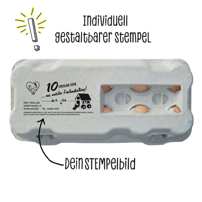 Stempel für Eierschachteln, 10er TopView "Individuell gestaltbarer Stempel"