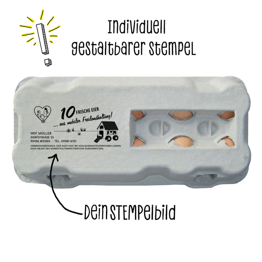 Stempelgestaltung für Eierschachtel-Stempel – individuell &amp; professionell "Individuell gestaltbarer Stempel"