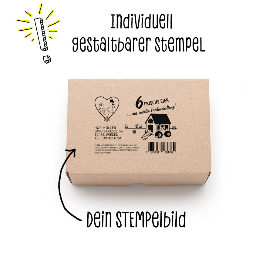 Stempel für Eierschachteln 6er EckPack "individuell gestaltbarer Stempel, dein Stempelbild"