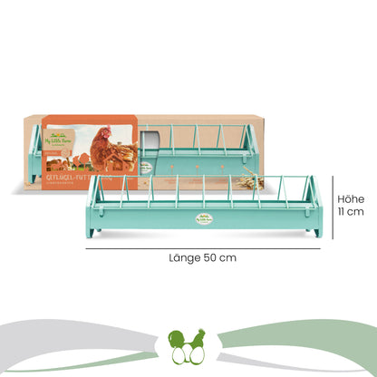 Geflügel Futtertrog 50 cm aus Emailliertem Blech in Petrol Maße: "Höhe 11 cm x Länge 50 cm"