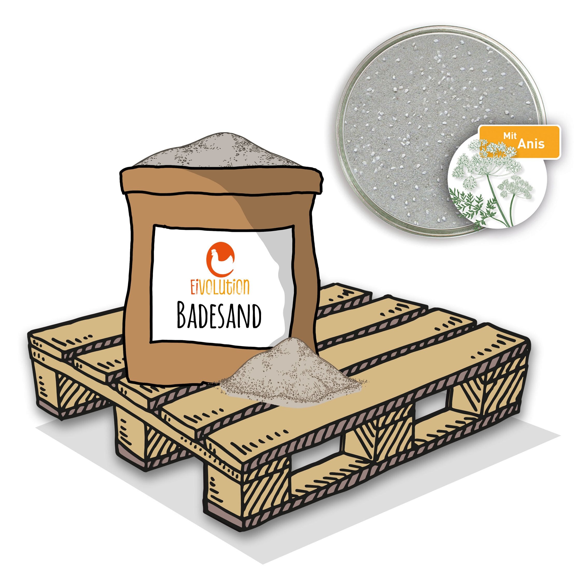 Badesand (Palette mit 40 x 25 kg Säcken) mit Anis für Hühner und Wachteln
