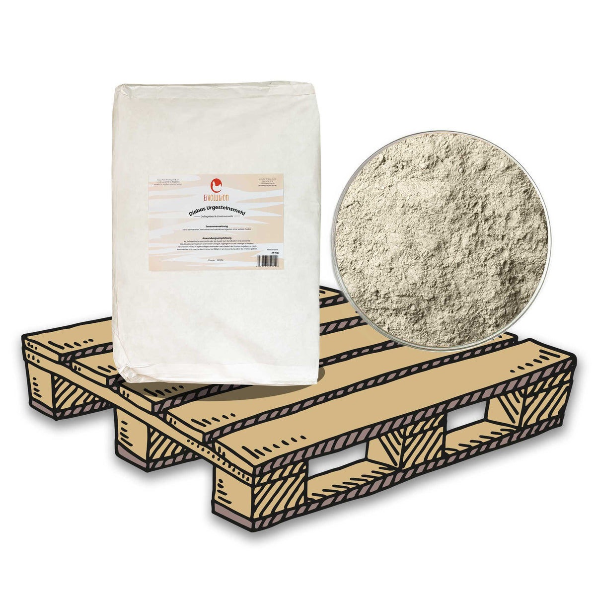 Geflügelbad &amp; Einstreuzusatz, Diabas Urgesteinsmehl Palette 40 x 25 kg