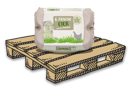 ComPac 6er Eierschachteln mit Freiland-Mobilstall-Etikett Palette