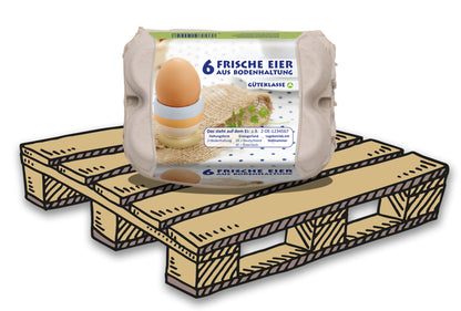 ComPac 6er Eierschachteln mit Etikett für Bodenhaltung, Palette