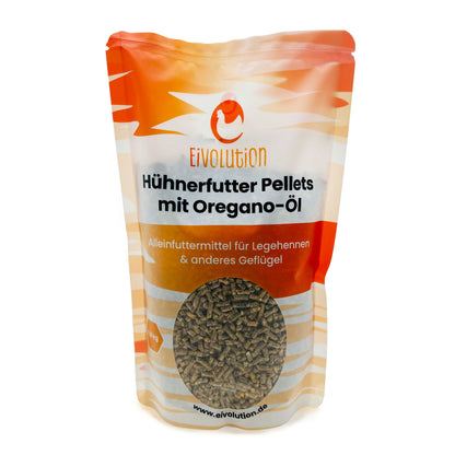 Bio Hühnerfutter Pellets mit Oregano-Öl, im Beutel 0,8 kg