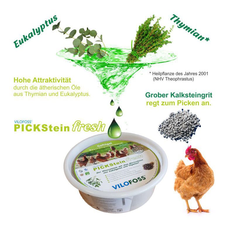 Kräuter-Pickstein 10 kg "Eukalyptus, Thymian", "Hohe Attraktivität durch ätherischen Ölen aus Thymian und Eukalyptus."