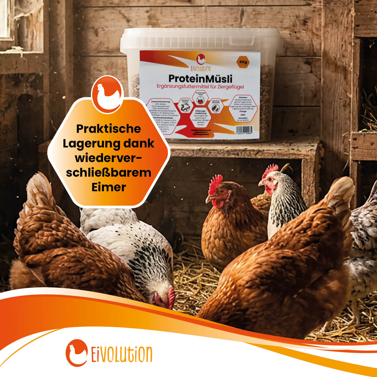 ProteinMüsli "Praktische Lagerung dank wieder verschließbarem Eimer" 