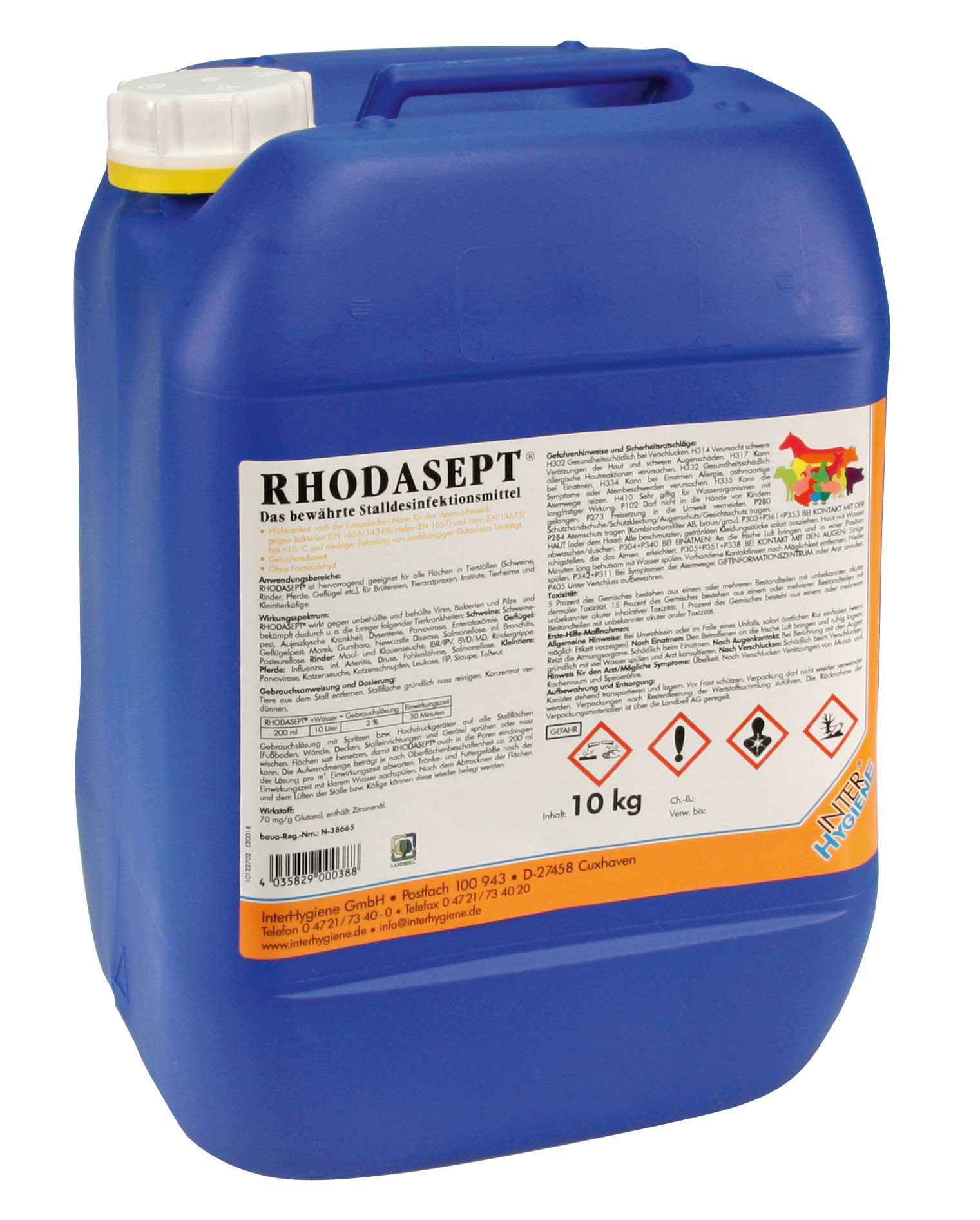 Desinfektionsmittel Rhodasept - Wirksamkeit gegen Vogelgrippeviren 10 kg