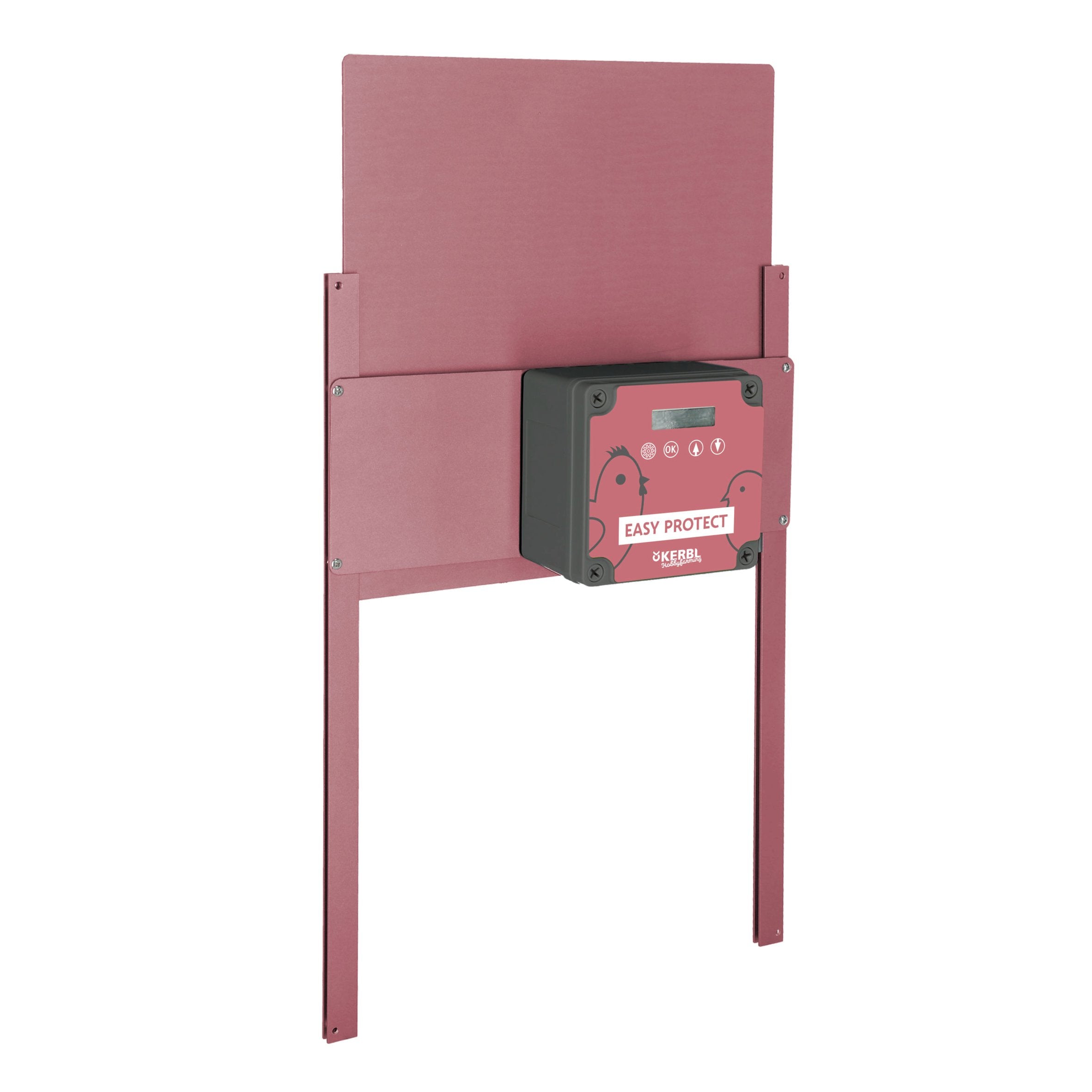 Automatische Hühnertür EasyProtect – Komplettset mit Schiebetür – Rose, geöffnet