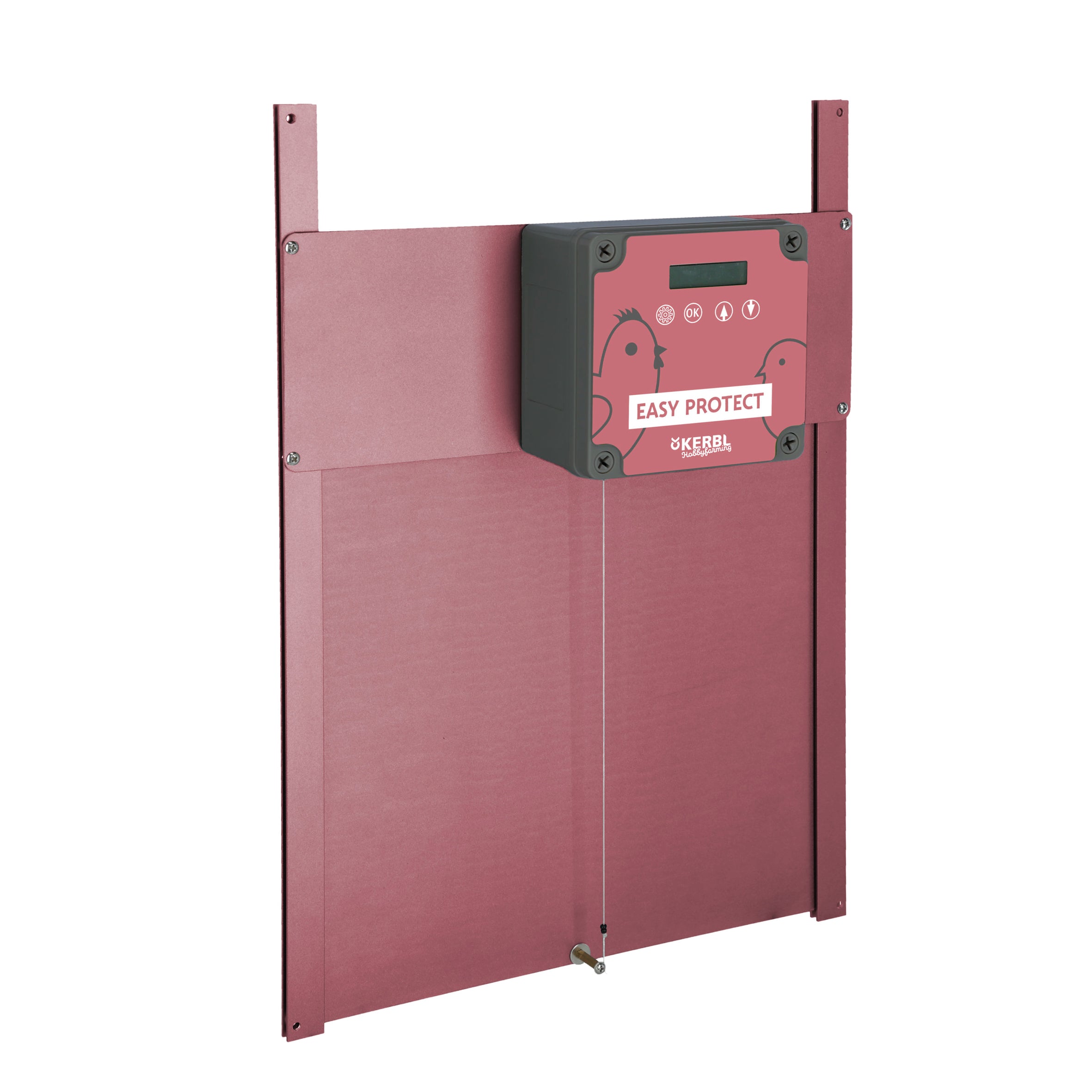 Automatische Hühnertür EasyProtect – Komplettset mit Schiebetür – Rose, geschlossen