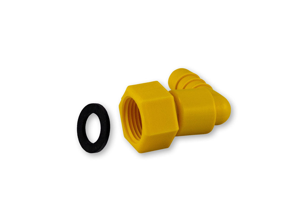 90 Grad Schlauchanschluss 1/2" inkl. Dichtring - für Wasserausgleichskasten