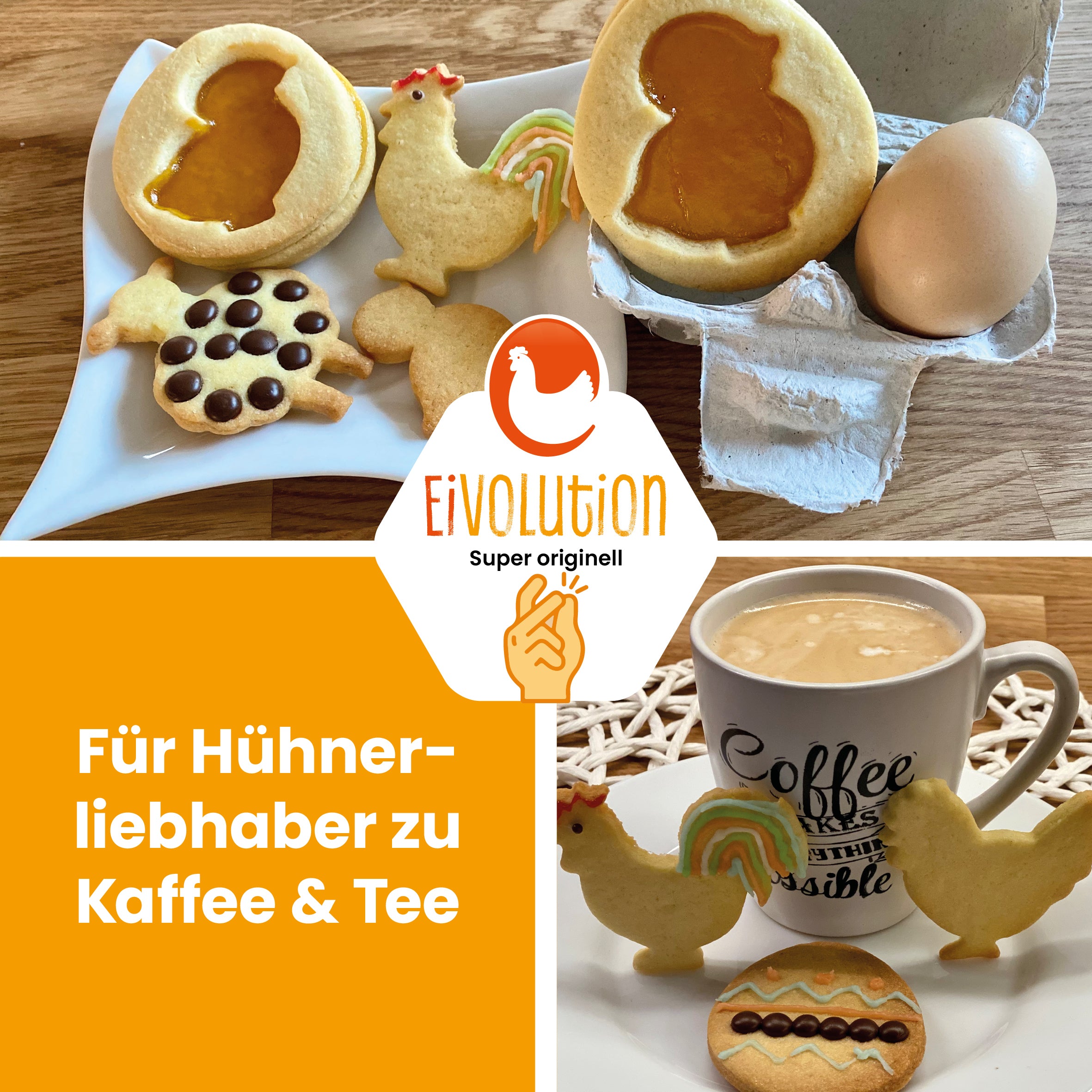 Keksausstecher Küken "Für Hühnerliebhaber zu Kaffee &amp; Tee"