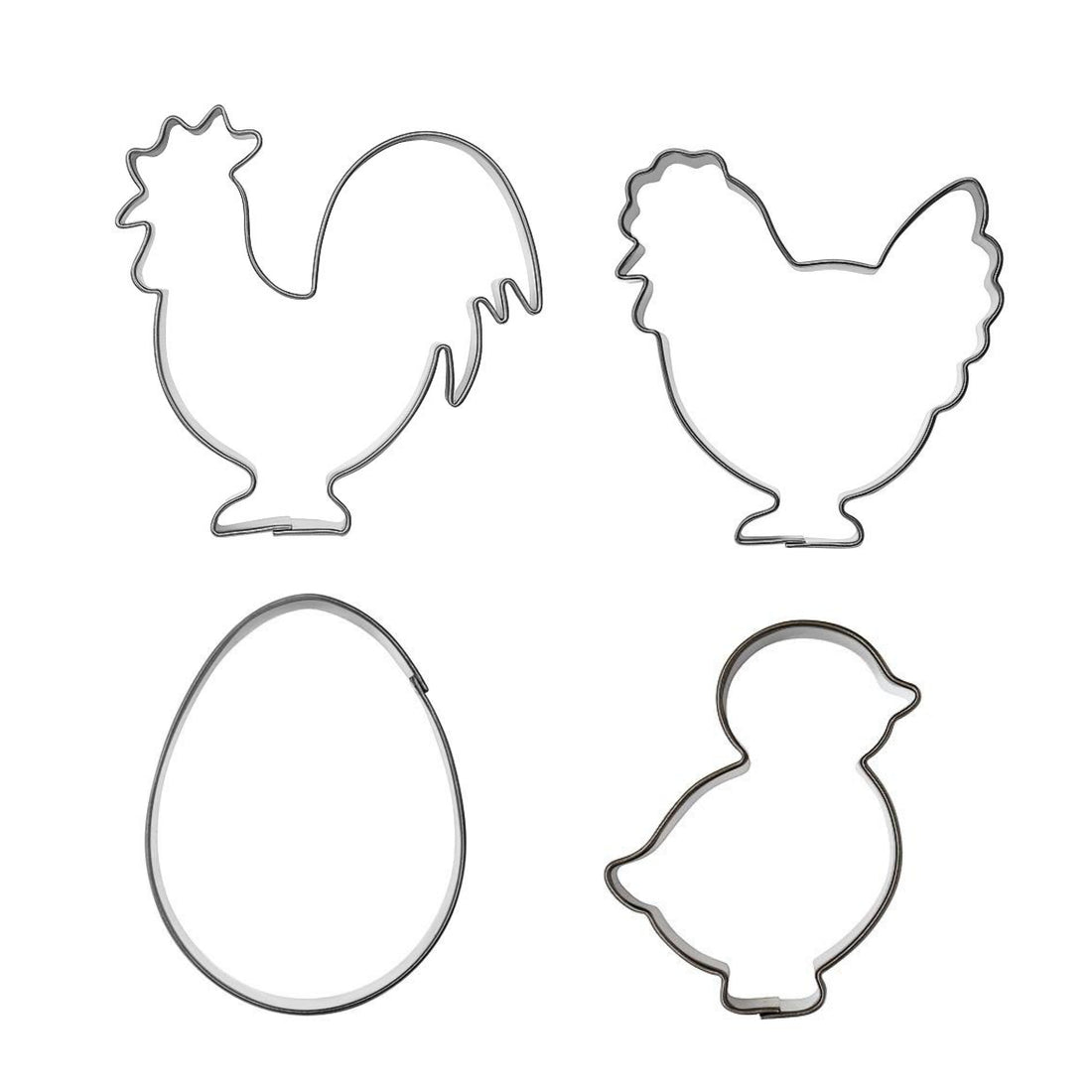 Set Keksausstecher mit Huhn, Hahn, Küken, Ei