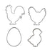 Set Keksausstecher mit Huhn, Hahn, Küken, Ei