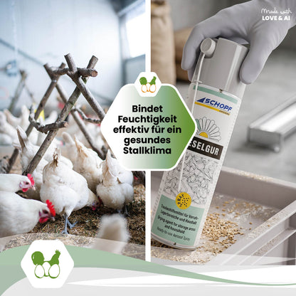 Schopf Kieselgur Spray – Natürliches Trockenhilfsmittel für Stallhygiene