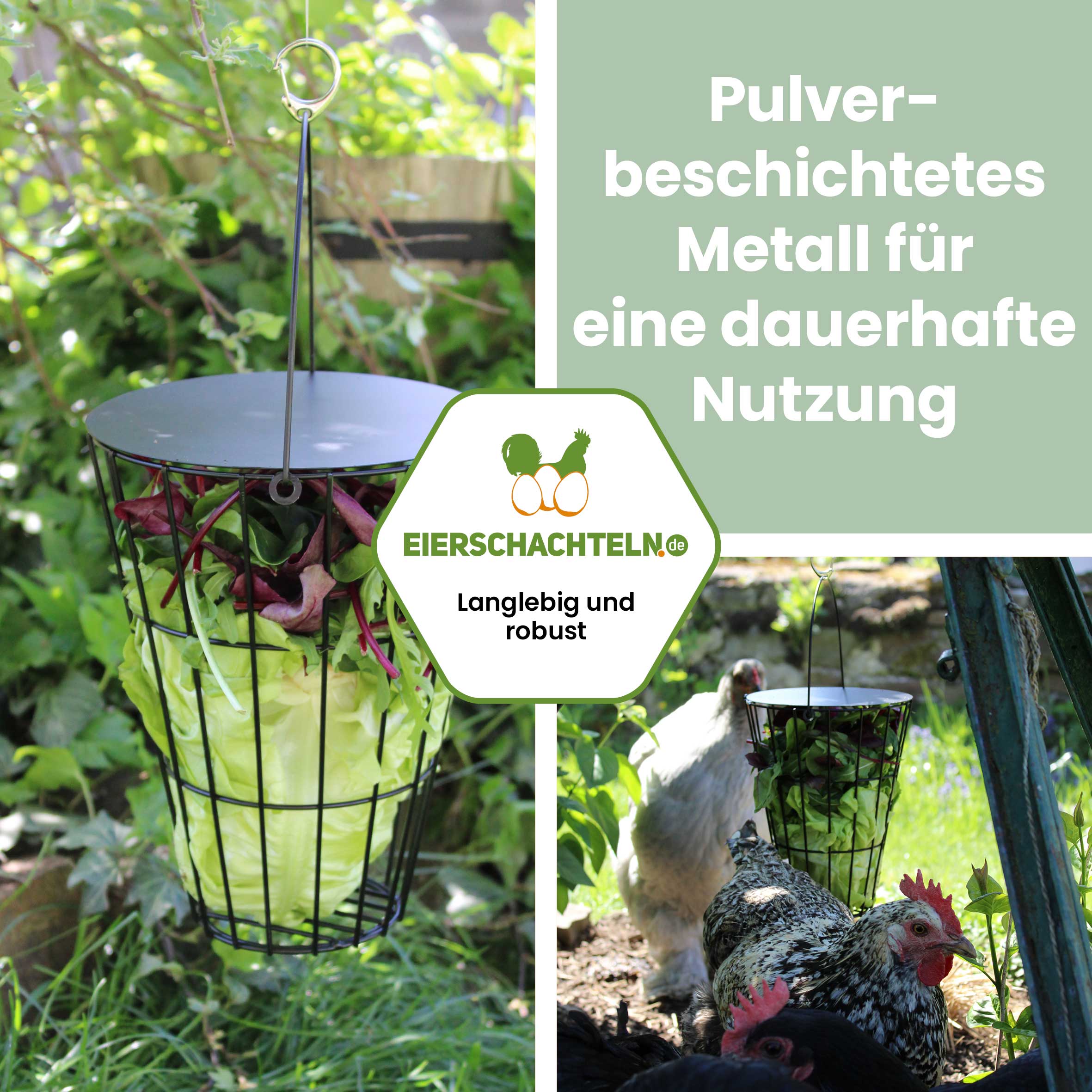 Futterkorb zum Aufhängen, schwarz "Pulverbeschichtetes Metall für eine dauerhafte Nutzung"