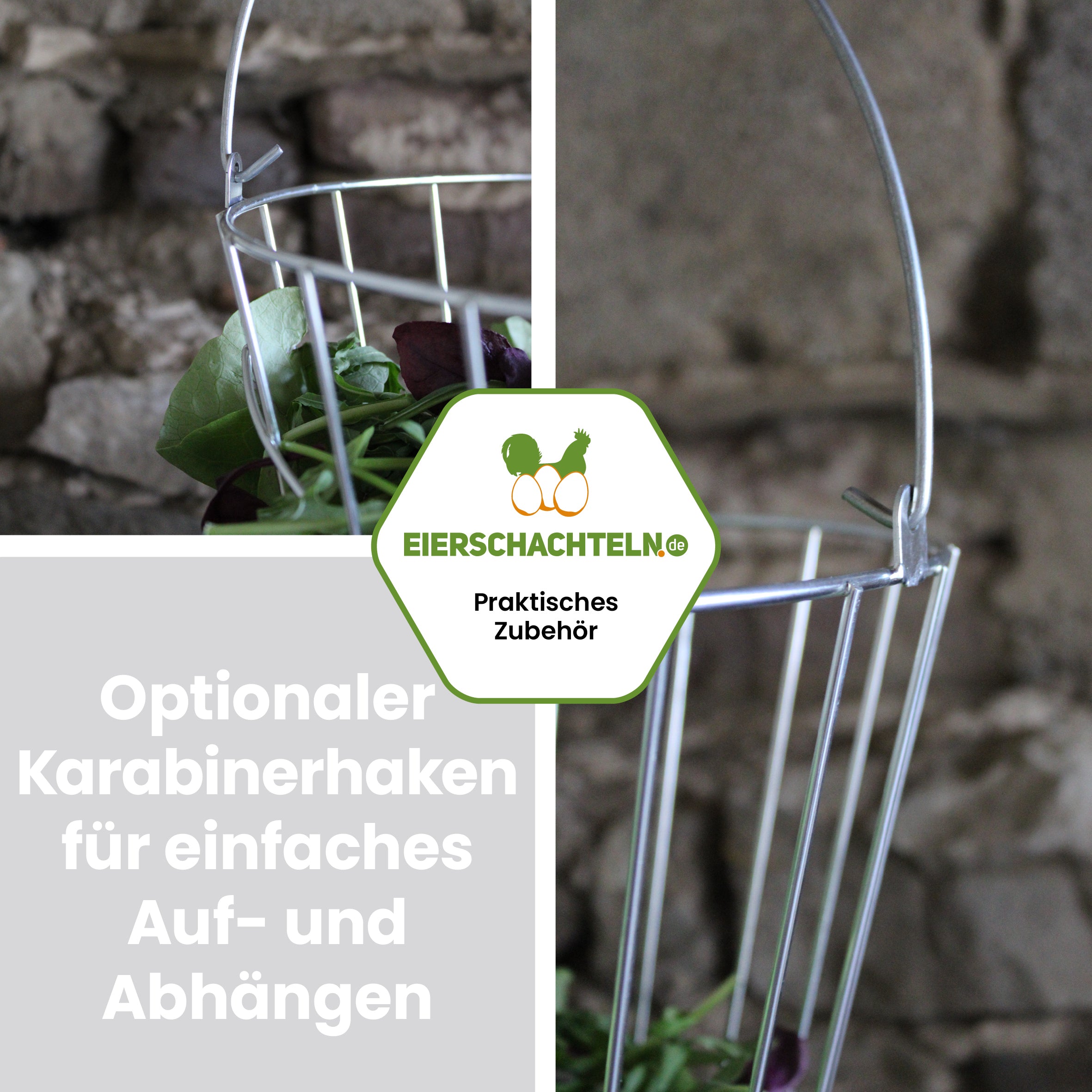 Grünfutterkorb/Futterraufe "Optionaler Karabinerhaken für einfaches Auf- und Abhängen"
