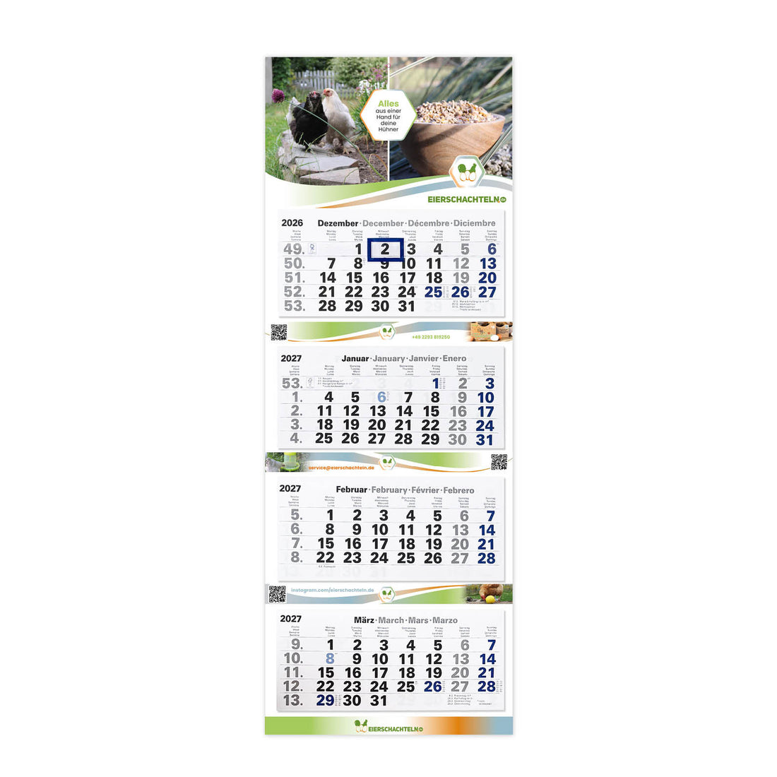 4-Monats-Kalender 2027