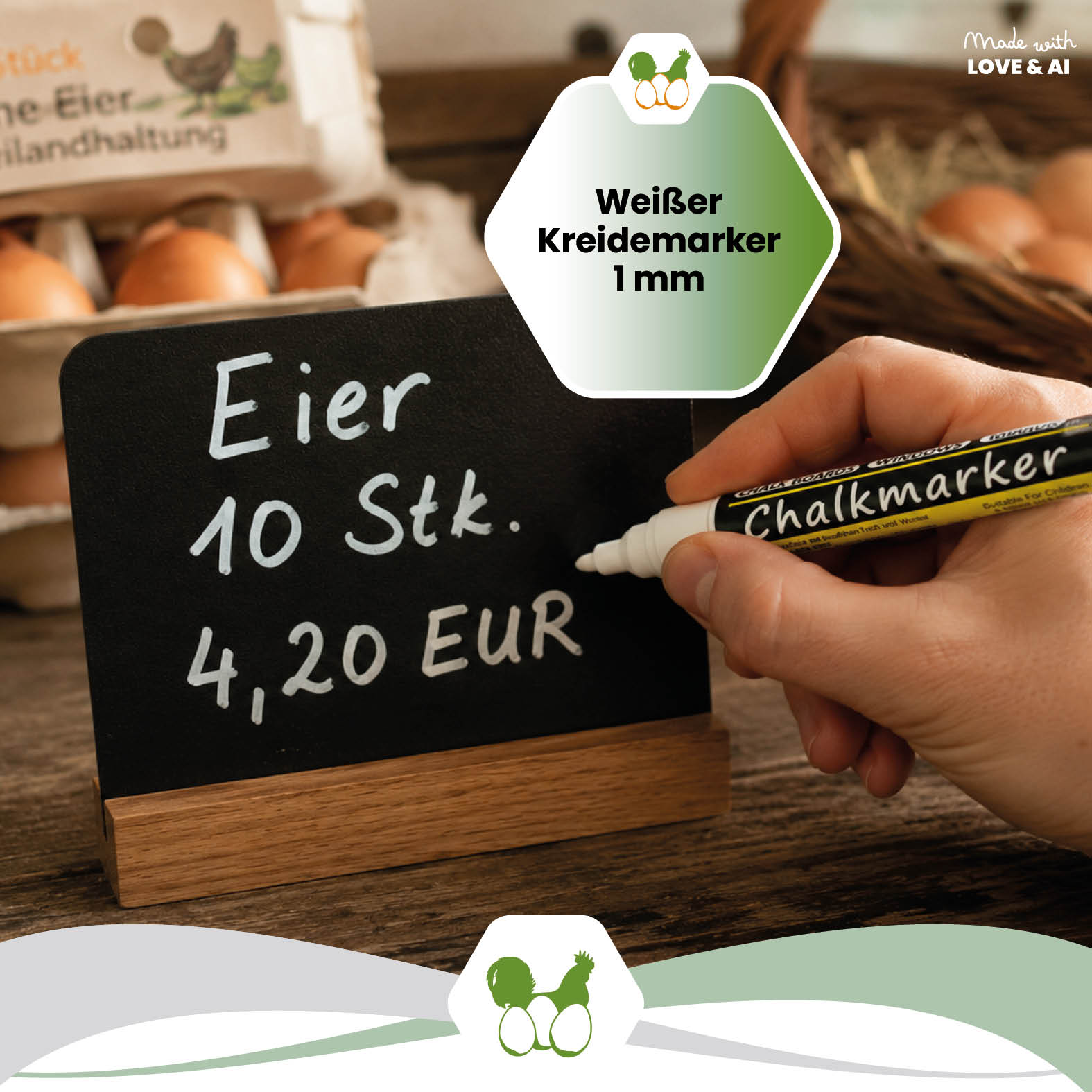 Weißer Kreidemarker 1 mm für Tafelbeschriftung &amp; Kistenschilder