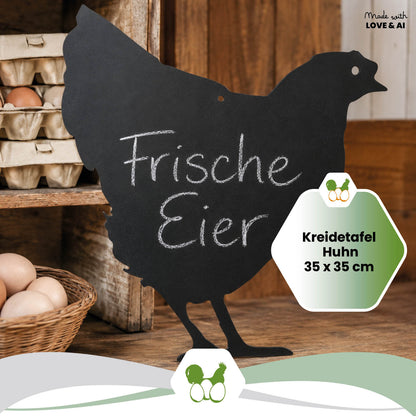 Kreidetafel Huhn 35 x 35 cm - lebensgroße Hofladen Werbetafel