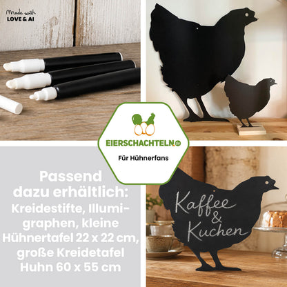 Kreidetafel Huhn 35 x 35 cm - lebensgroße Hofladen Werbetafel