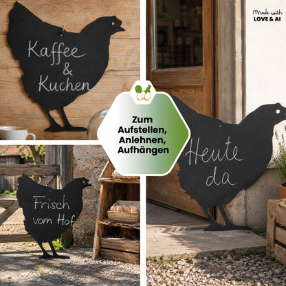 Kreidetafel Huhn 35 x 35 cm - lebensgroße Hofladen Werbetafel