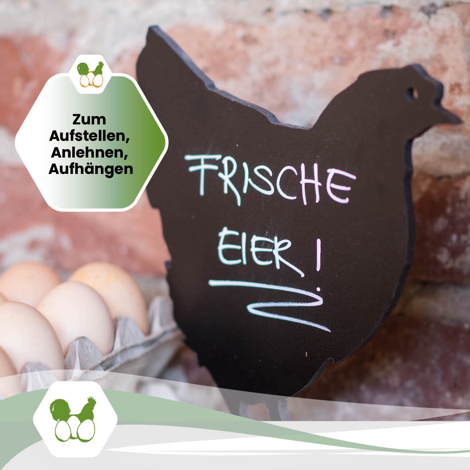 Große Kreidetafel Huhn ca. 60 x 55 cm - Hühnertafel für den Hofladen