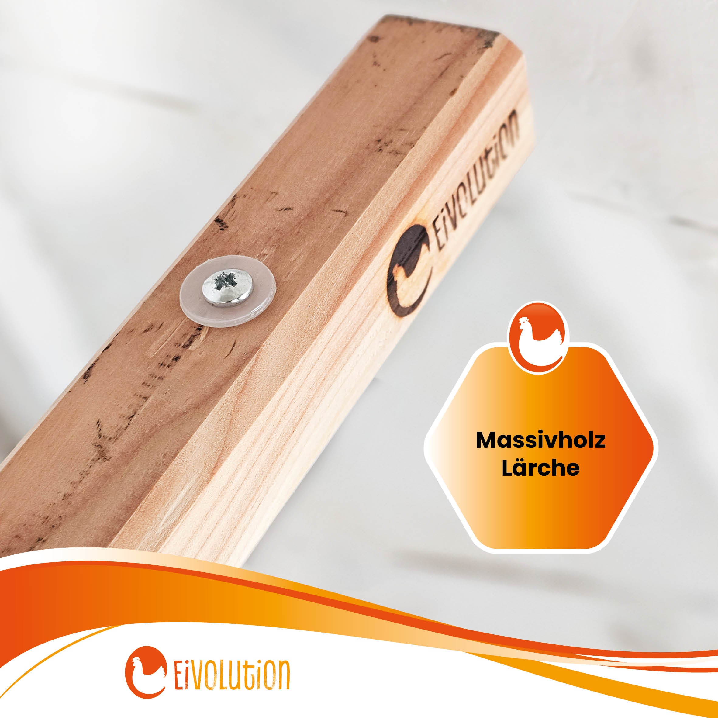 Eivolution Echtholz Sitzstange für Geflügel - 1,20 Meter "Massivholz Lärche"