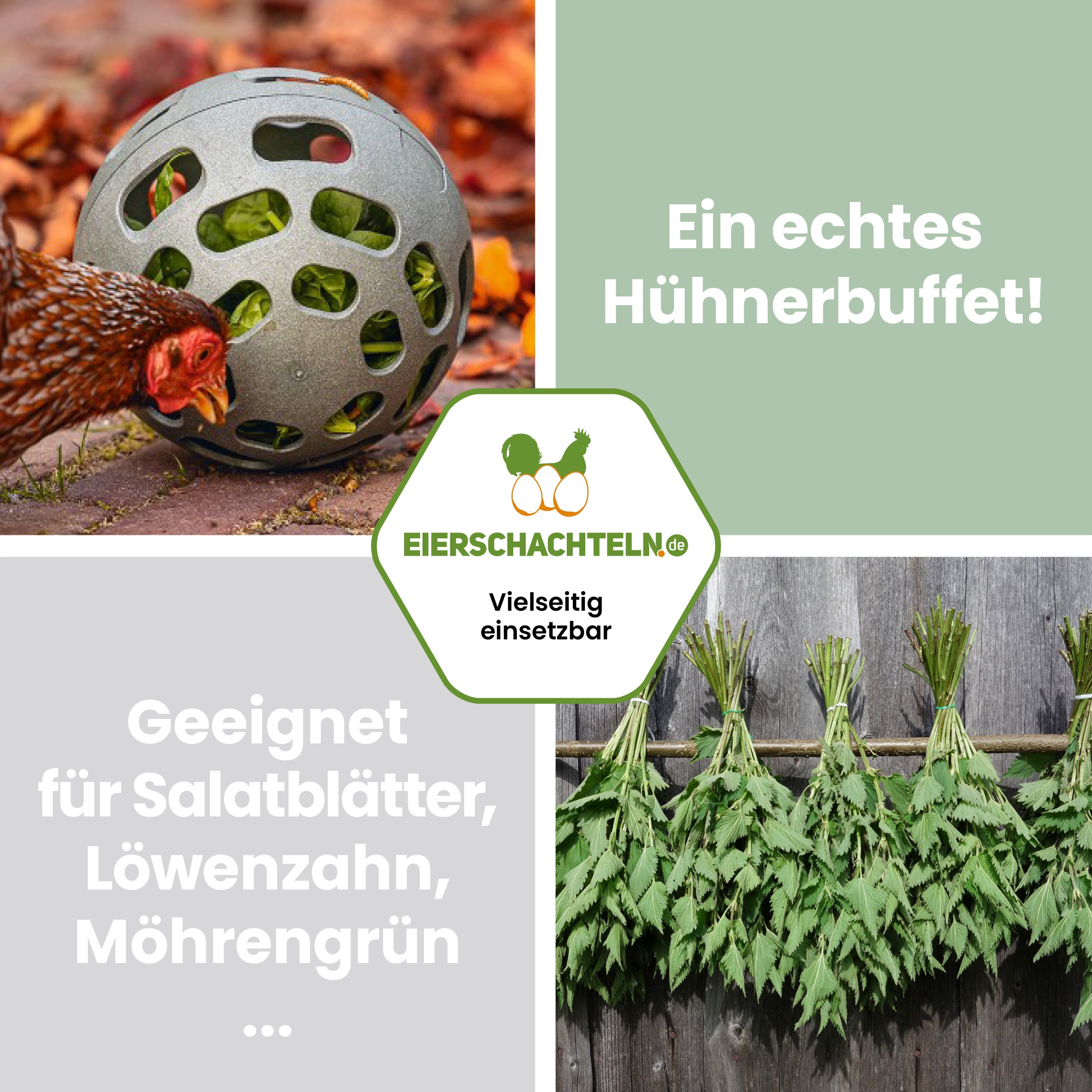 Snackball Beeztees "Ein echtes Hühnerbuffet! Geeignet für Salatblätter, Löwenzahn, Möhrengrün"