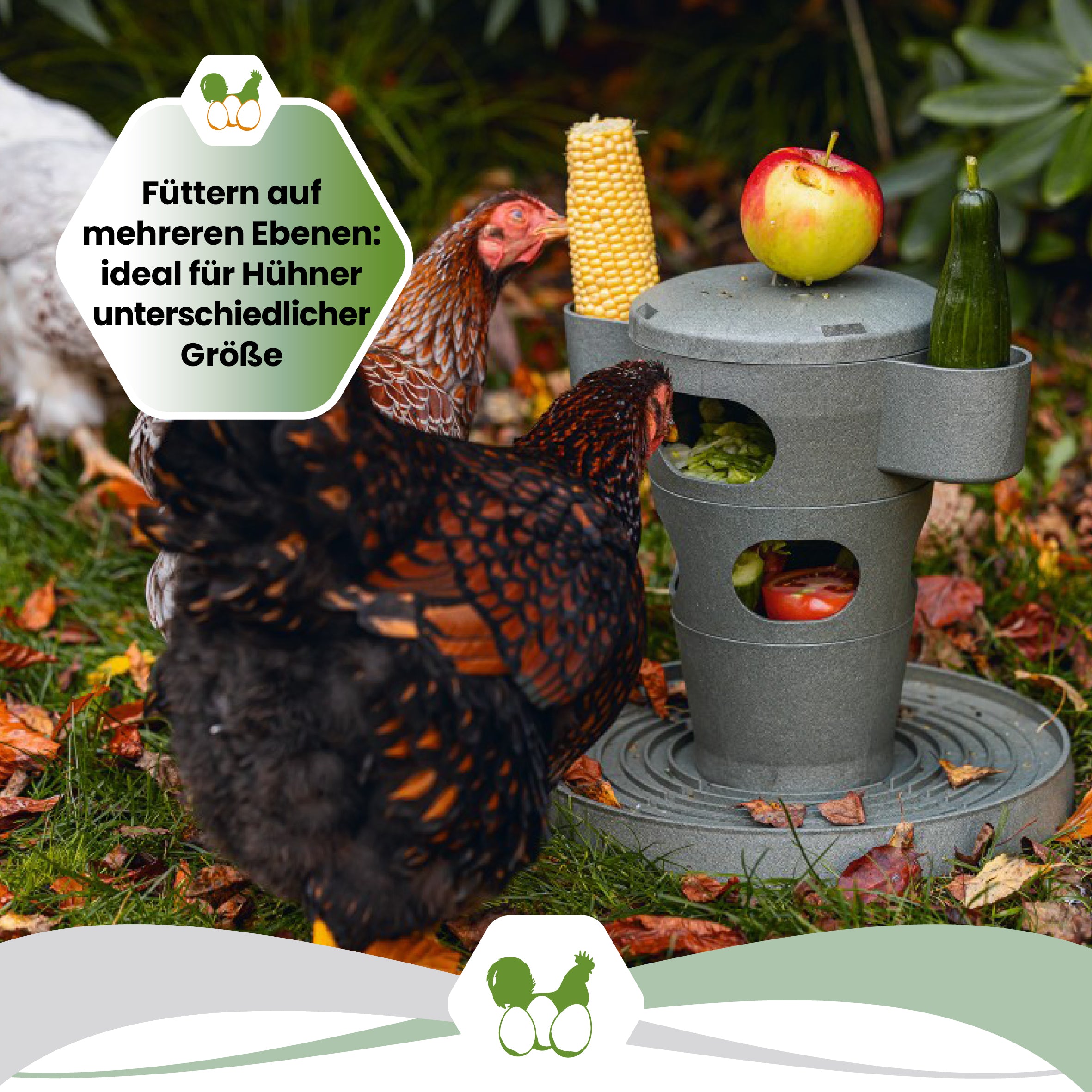 Snackturm Beeztees eco friendly "Füttern auf mehreren Ebenen: ideal für Hühner unterschiedlicher Größe"