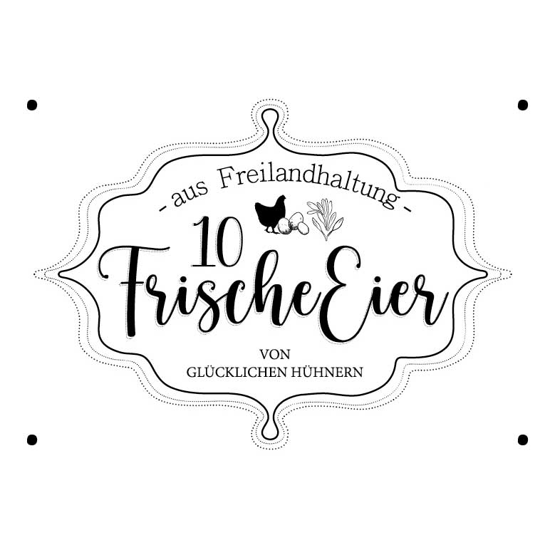 Eierschachtel-Stempel "von glücklichen Hühnern" 10 Frische Eier aus Freilandhaltung