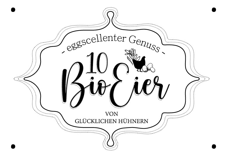 Eierschachtel-Stempel "von glücklichen Hühnern" 10 Bio-Eier