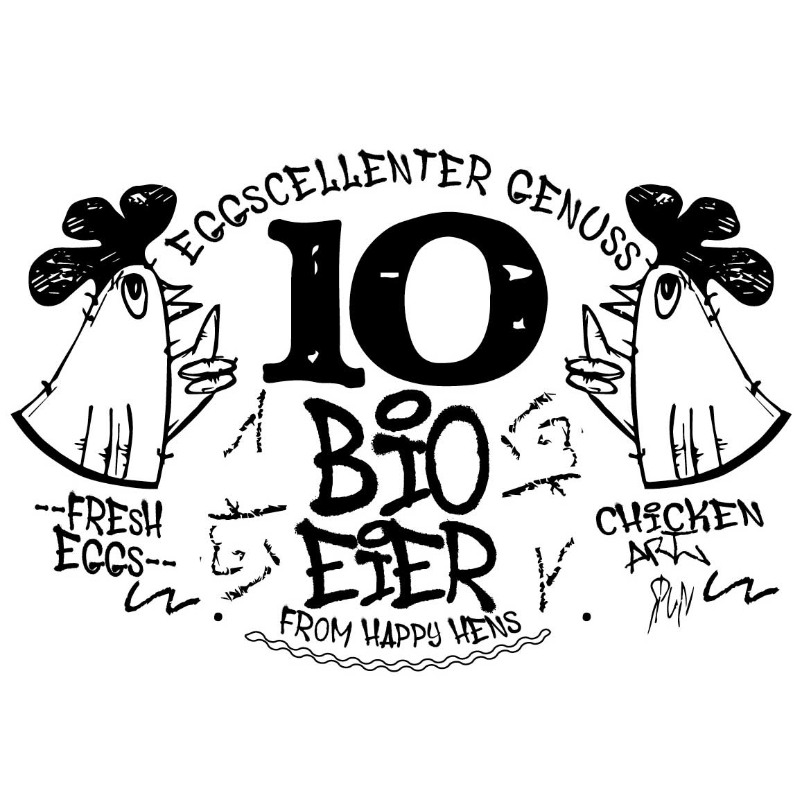 Eierschachtel-Stempel Streetart 10 Frische Bio-Eier