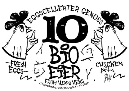 Eierschachtel-Stempel Streetart 10 Frische Bio-Eier