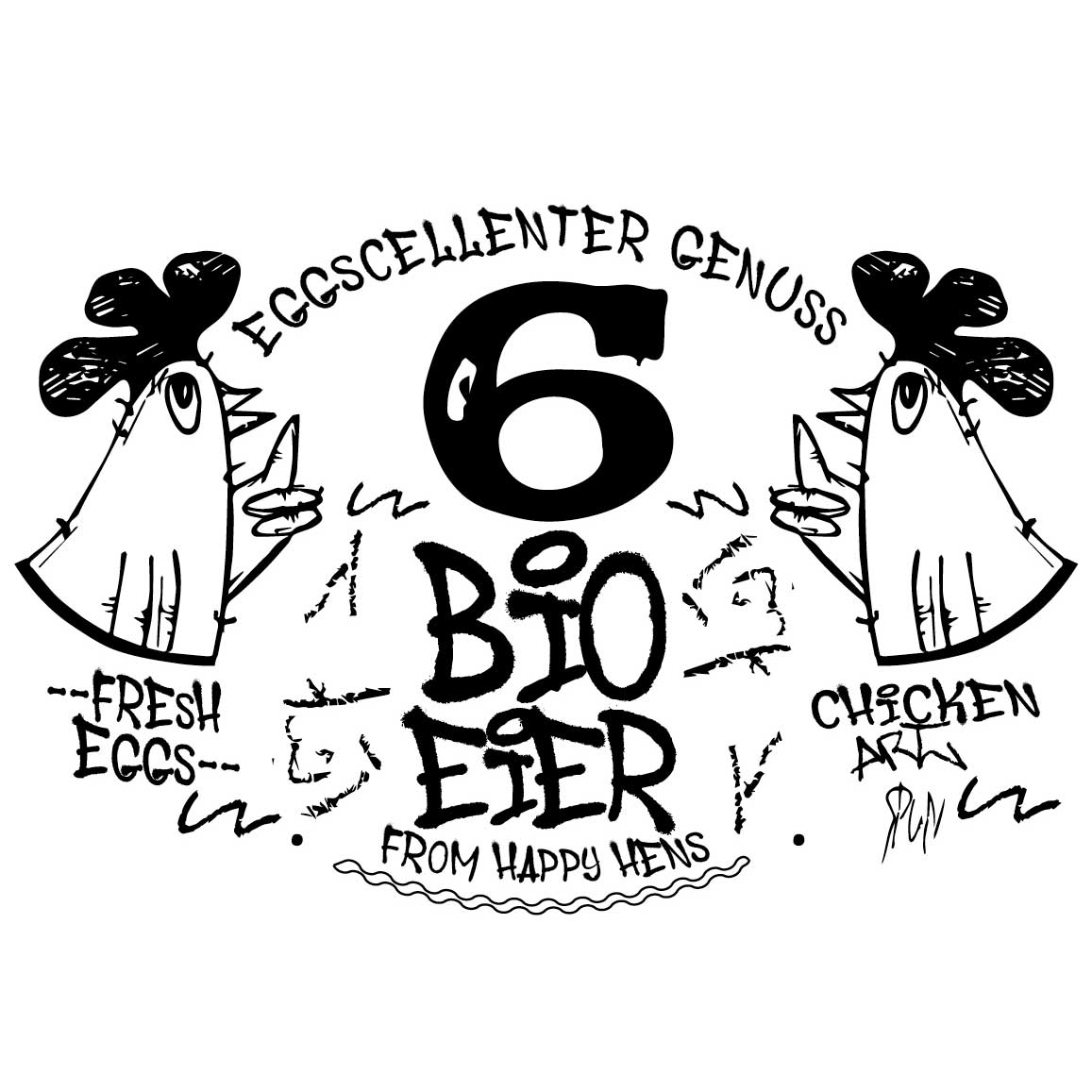 Eierschachtel-Stempel Streetart 6 Frische Bio-Eier