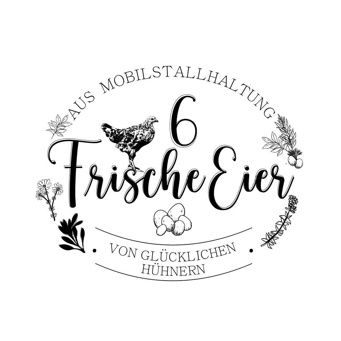 Eierschachtel-Stempel 6 Frische Eier aus Mobilstallhaltung