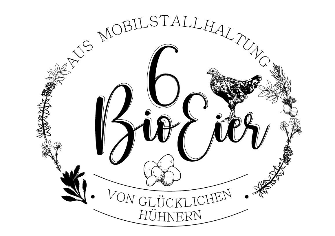 Eierschachtel-Stempel 6 Bio-Eier aus Mobilstallhaltung, oval