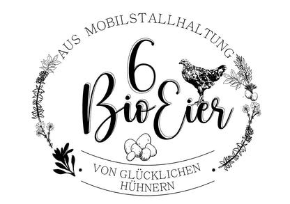 Eierschachtel-Stempel 6 Bio-Eier aus Mobilstallhaltung, oval
