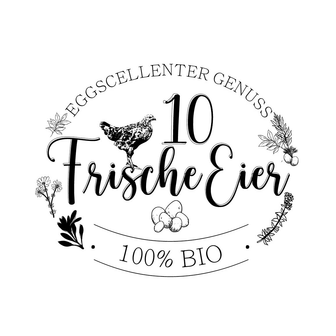 Eierschachtel-Stempel 10 Frische Eier 100 % Bio