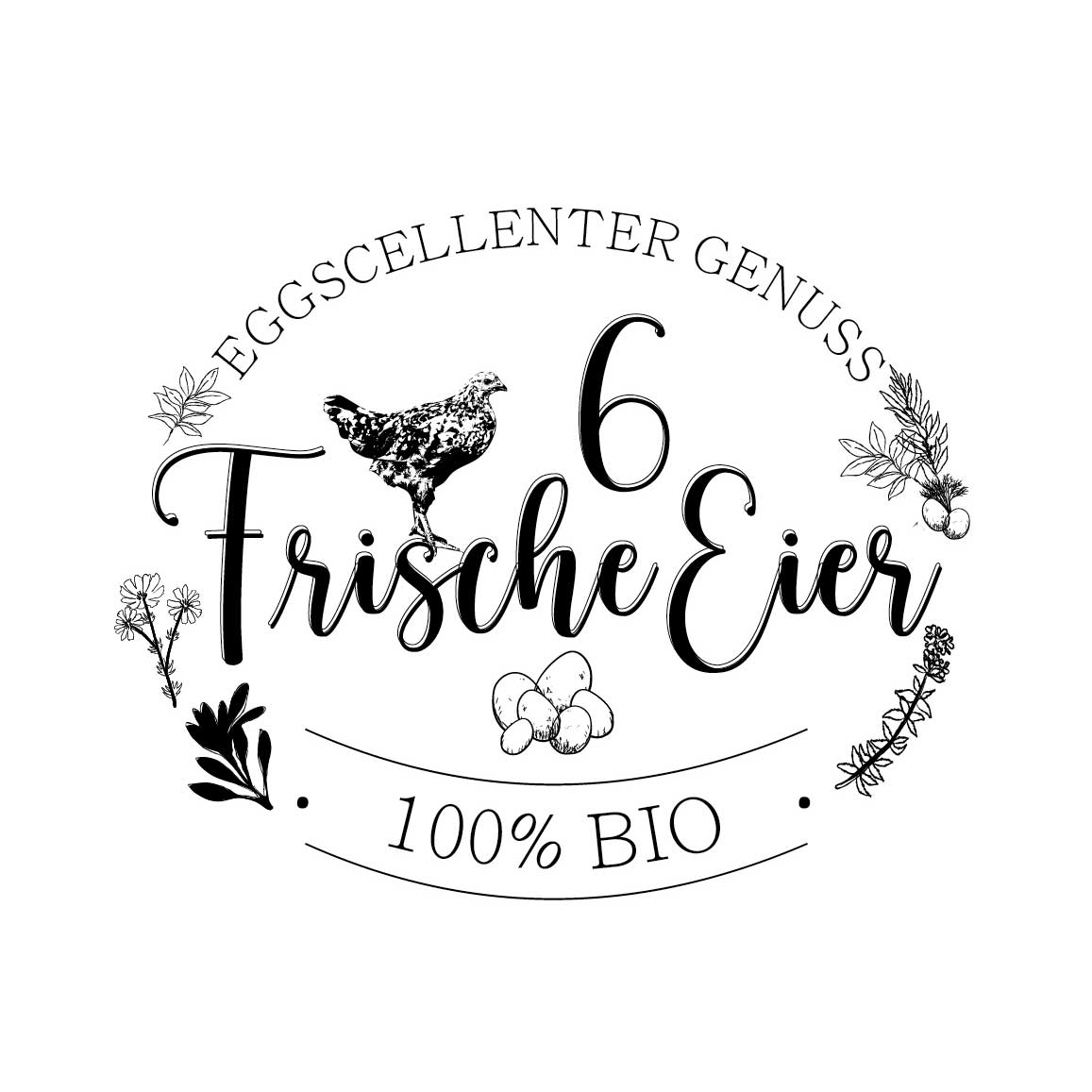 Eierschachtel-Stempel 6 Frische Eier 100 % Bio