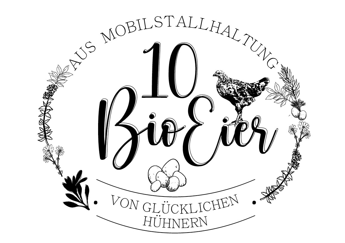 Eierschachtel-Stempel 10 Bio-Eier aus Mobilstallhaltung, oval