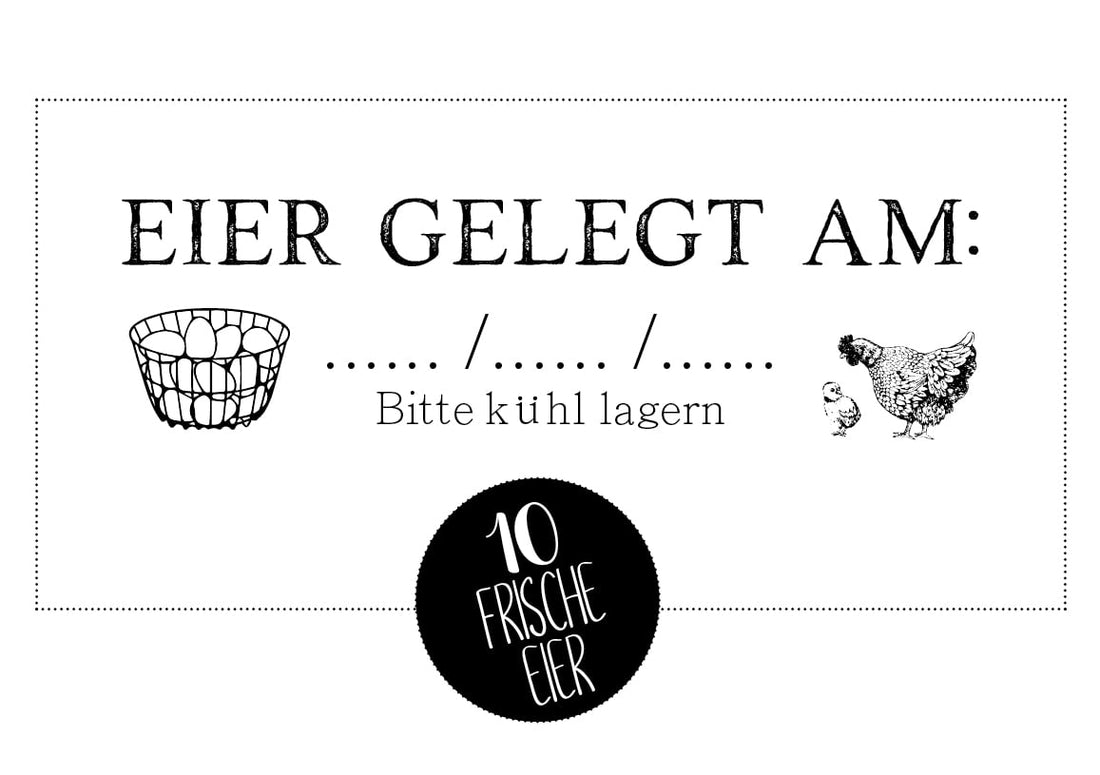 Eierschachtel-Stempel 10 Frische Eier gelegt am ...
