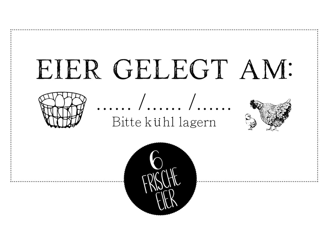 Eierschachtel-Stempel 6 Frische Eier gelegt am ...