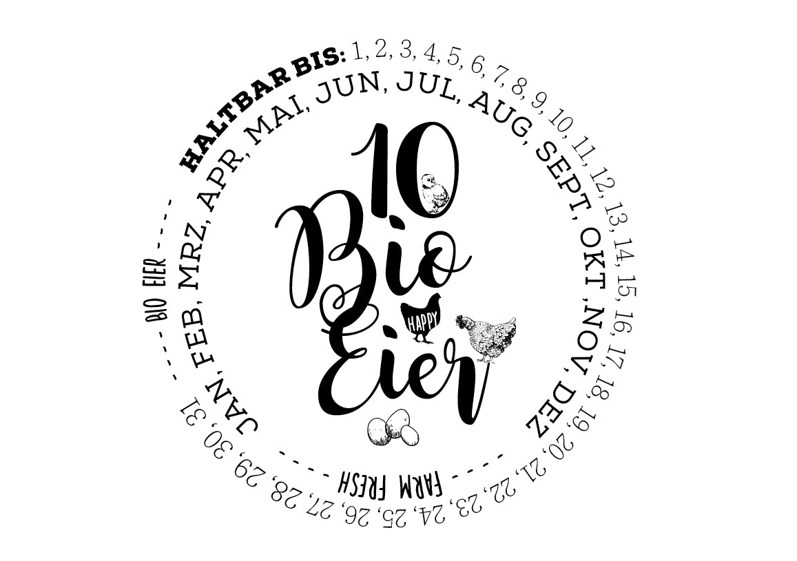 Eierschachtel-Stempel "Haltbar bis" 10  Bio-Eier