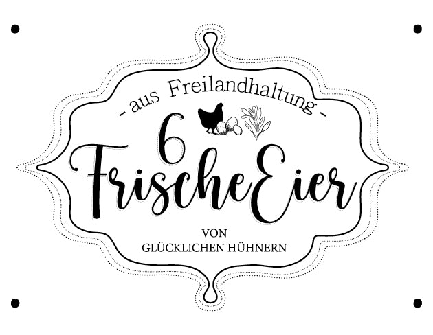 Eierschachtel-Stempel "von glücklichen Hühnern" 6 Frische Eier aus Freilandhaltung