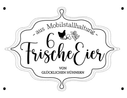 Eierschachtel-Stempel "von glücklichen Hühnern" 6 Frische Eier aus Mobilstallhaltung